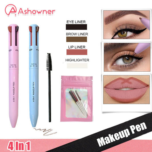 4 in 1 Eyebrow Pencil Waterproof Drawing Eye Brow Long Lasting Easy Color Eyebrow Pen Sweatproof Makeup Pen Cosmetic Tool